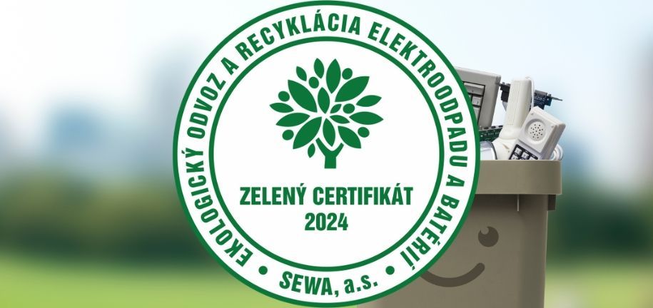Okrem SMART sme už aj EKO - Máme Zelený certifikát SEWA za rok 2024