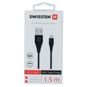 Kábel Swissten USB/USB-C SUPER 5A 1,5 m čierny 