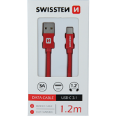 Kábel Swissten USB/USB-C 3.0A 1,2 m červený