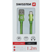 Kábel Swissten USB/USB-C 3.0A 1,2 m zelený
