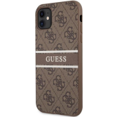 Plastové puzdro Guess na Apple iPhone 11 GUHCN614GDBR 4G Printed Stripe hnede