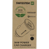 Autonabíjačka Swissten QC 3.0 USB-C 36 W čierna