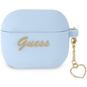 Silikónové puzdro Guess na Apple Airpods 3 GUA3LSCHSB Heart Charm modré