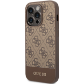 Plastové puzdro Guess na Apple iPhone 14 Pro GUHCP14LG4GLBR 4G Stripe hnedé