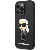 Silikónové puzdro Karl Lagerfeld na Apple iPhone 14 Pro Max KLHCP14XSNIKBCK Liquid Silicone Ikonik NFT čierne