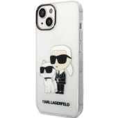 Plastové puzdro Karl Lagerfeld na Apple iPhone 13 KLHCP13MHNKCTGT Translucent Karl and Choupette NFT transparentné