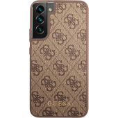 Plastové puzdro Guess na Samsung Galaxy S23 5G S911 GUHCS23SG4GFBR 4G Metal Gold Logo hnedé