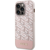 Plastové puzdro Guess na Apple iPhone 14 Pro GUHMP14LHGCFSEP PU G Cube MagSafe ružové
