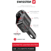 Autonabíjačka Swissten 108W-216W 1xUSB-C PD (30w)/2xUSB-A/1CL