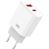 XO CE12, PD QC 3.0 20W, 1xUSB-A 1xUSB-C, sieťová nabíjačka, biela