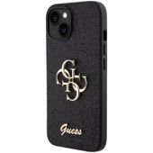Obal Guess PU Fixed Glitter 4G Metal Logo Apple iPhone 15 GUHCP15SHG4SGK Black