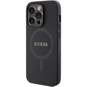 Plastové puzdro Guess na Apple iPhone 15 Pro Max Saffiano MagSafe čierne