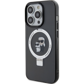 Plastové puzdro Karl Lagerfeld na Apple iPhone 15 Pro KLHMP15LHMRSKCK Ringstand Karl and Choupette MagSafe čierne