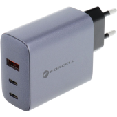 Forcell F-Energy GaN VT-42B, 65W 4A, 2xUSB-C, USB-A, PD, Quick Charge 4.0, sivo-čierna