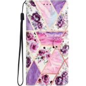 Diárové puzdro na Motorola Moto G13/G23/G53 Tech-Protect Wallet kvety mix fialové