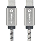 Forcell F-Energy E-Mark Metal C239, USB-C na USB-C, QC4.0 5A/20V PD100W, 1m, strieborný