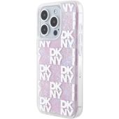 DKNY Liquid Glitter Checkered Pattern Apple iPhone 15 Pro DKHCP15LLCPEPP Pink
