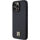 DKNY PU Leather Repeat Pattern Stack Logo Magsafe Apple iPhone 13 Pro DKHMP13LPSHRPSK Black