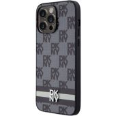 DKNY HC PU Checkered Pattern W Printed Stripes Apple iPhone 15 Plus DKHCP15MPCPTSSK Black