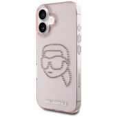 KARL LAGERFELD case for IPHONE 16 KLHCP16SHKHDCELP (IML Rhinestones S K Head) pink