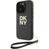 Obal DKNY PU Leather Stack Logo Wrist Strap Apple iPhone 16 Pro DKHCP16LPBSWSA hnedý