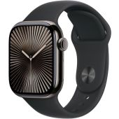 Apple Watch Series 10 GPS + Cellular 42mm Slate Titanium Case with Black Sport Band - M/L