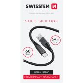 SWISSTEN SOFT SILICONE USB-A/USB-C 3A 60W 0,4 M čierny