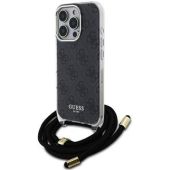 Obal Guess IML 4G Printed Crossbody Apple iPhone 16 Pro Max GUHCP16XHC4SEK Black