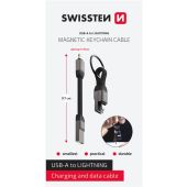 SWISSTEN MAGNETICKÝ KEYCHAIN kábel USB-A/LIGHTNING 9.7cm 15W 3A