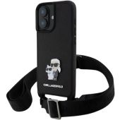 Obal Karl Lagerfeld Saffiano Crossbody Metal Karl and Choupette Apple iPhone 16 KLHCP16SSAKCPBK Black