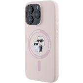 Obal Karl Lagerfeld Liquid Silicone Karl and Choupette MagSafe Apple iPhone 16 Pro Max KLHMP16XSCMKCRHP Pink