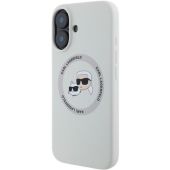 Obal Karl Lagerfeld Liquid Silicone K&CH Heads MagSafe Apple iPhone 16 KLHMP16SSKCHTCE Beige