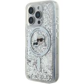 Obal Karl Lagerfeld Liquid Glitter Karl and Choupette Heads MagSafe Apple iPhone 16 Pro Max KLHMP16XLGKCSGH Transparent