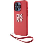 Obal DKNY PU Leather Stack Logo Wrist Strap Apple iPhone 15 Pro Max DKHCP15XPBSWSP Pink