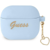 Silikónové puzdro Guess na Apple Airpods 3 GUA3LSCHSB Heart Charm modré