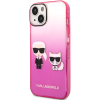 Plastové puzdro Karl Lagerfeld na Apple iPhone 14 Plus KLHCP14MTGKCP Gradient Karl and Choupette ružové
