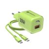 Forcell F-Energy GaN III Crystal Color VT-41, USB-C/USB-A, PD QC4.0 33W + USB-C kábel, zelená