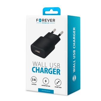 Sieťová nabíjačka Forever TC-01 USB 3A čierna