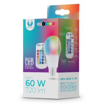 Smart žiarovka E27 A60 RGB 9W RC Forever biela