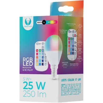 Smart žiarovka E14 G45 RGB 5W RC Forever Light biela
