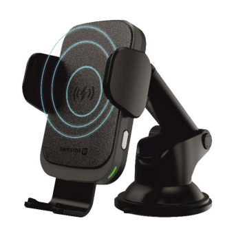 Držiak SWISSTEN S-GRIP s bezdrôtovým nabíjaním + vstup USB-C 15W čierny
