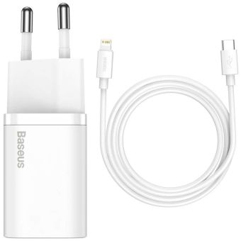 Nabíjačka Baseus PD20W + kábel USB-C/Lightning biela