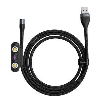 Kábel Baseus z USB na Lightning - USB-C - microUSB 5A 3v1 magnetický 1,0 m čierny