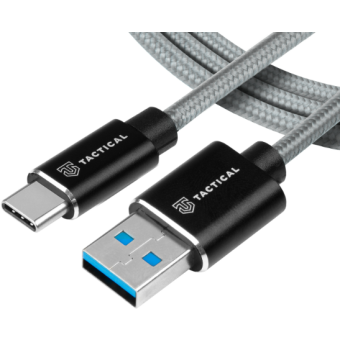 Kábel Tactical Fast Rope Aramid 021, USB-A na USB-C 15W 5V/3A, 0.3m, sivý