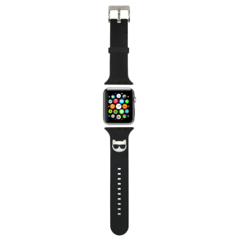 Náhradný remienok na Apple Watch 42/44mm Karl Lagerfeld KLAWLSLCK Choupette Head čierny