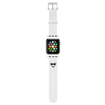 Náhradný remienok na Apple Watch 38/40mm Karl Lagerfeld KLAWLSLCW Choupette Head biely