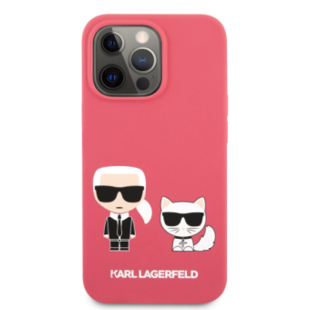 Silikónové puzdro Karl Lagerfeld na Apple iPhone 13 Pro KLHCP13LSSKCP Karl and Choupette Liquid červené