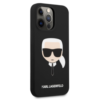Silikónové puzdro Karl Lagerfeld na Apple iPhone 13 Pro Max KLHCP13XSLKHBK Liquid Karl Head čierne