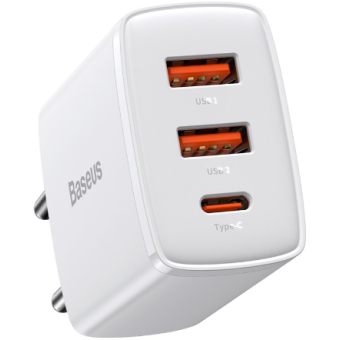 Sieťová nabíjačka Baseus CCXJ-E02 Compact Quick 2x USB 1x USB-C 30W biela