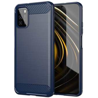 Silikónové puzdro na Xiaomi Redmi 9T/Poco M3 Carbon Flexible modré